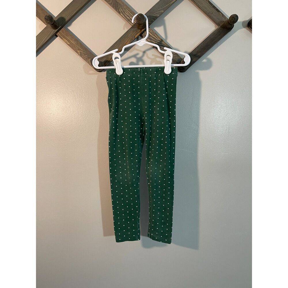 Sweet Honey Leggings | Dark Green Polka Dot | 3T